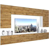 BELINI Wohnwand Vollausstattung Wohnzimmer-Set Moderne Schrankwand mit LED-Beleuchtung Anbauwand TV-Schrank Wotan-Eiche