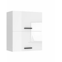 Belini Hängeschrank Küche, Küchenschränke SGP2. Breite 60 cm. Oberschrank mit 2 Türen, Küchenhängeschränke, Wandschrank Hängend, Weiß Hochglanz