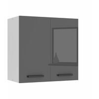 Belini Hängeschrank Küche, Küchenschränke SG2. Breite 60 cm. Oberschrank mit 2 Türen, Küchenhängeschränke, Wandschrank Hängend, Silber Hochglanz