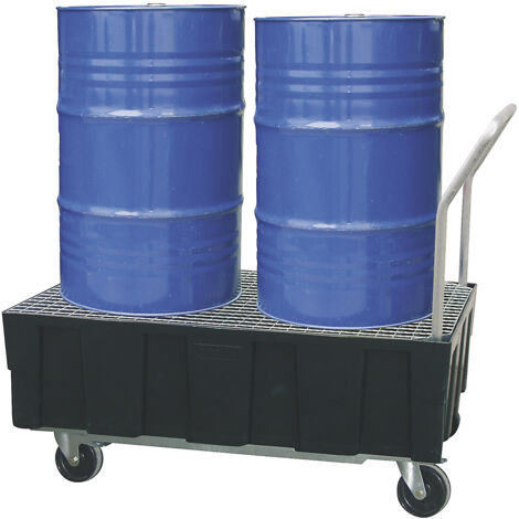 CEMO, Cuve de rétention en PE pour fûts de 200 litres, mobile (1/3)