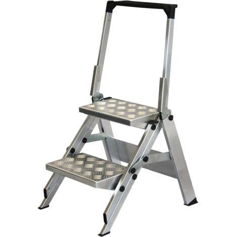 WAKÜ, Escabeau pliant en alu, marche en aluminium strié, avec (1/5)