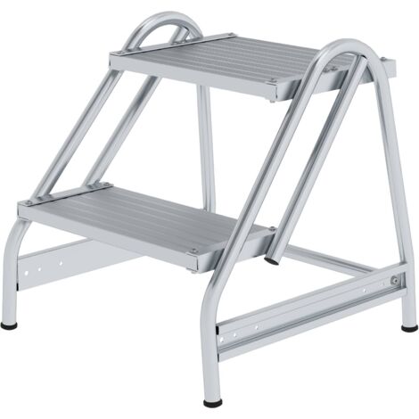 Günzburger Steigtechnik Plate-forme de travail accessible d'un côté Aluminium strié 2 marches - 050050 (1/4)