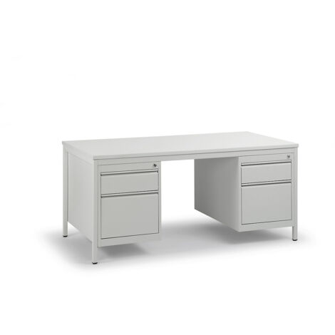 eurokraft basic, Bureau d'atelier gris clair, tiroirs 2 x 140