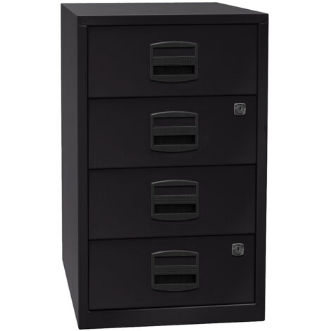 BISLEY, Caisson hauteur bureau PFA, 4 tiroirs universels, noir (1/5)