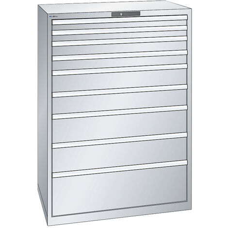LISTA, Armoire à tiroirs en tôle d'acier, h x l 1450 x 1023 mm (1/5)