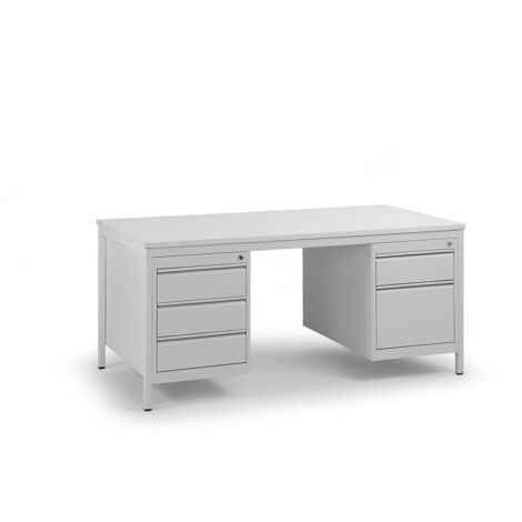 eurokraft basic, Bureau d'atelier gris clair, tiroirs 4 x 140