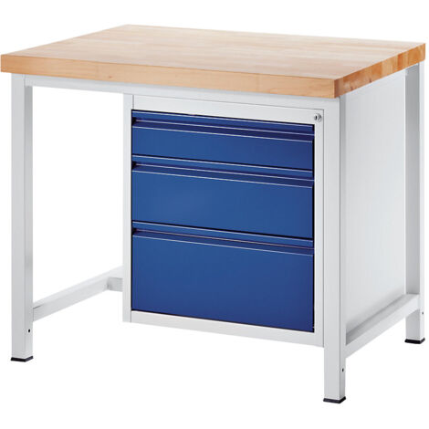 RAU, Établi sur piétement, 3 tiroirs taille L - hauteur de (1/2)