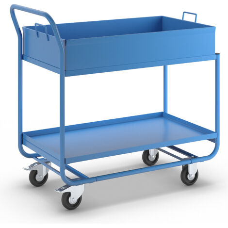 eurokraft pro, Chariot à plateaux, avec cuve amovible, bleu (1/5)
