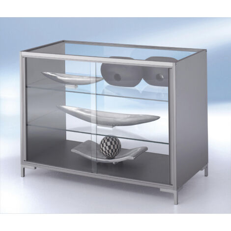 Vitrine comptoir LINK - entièrement vitré, 2 tablettes - h x l x p 900 x 1200 x 600 mm (1/3)