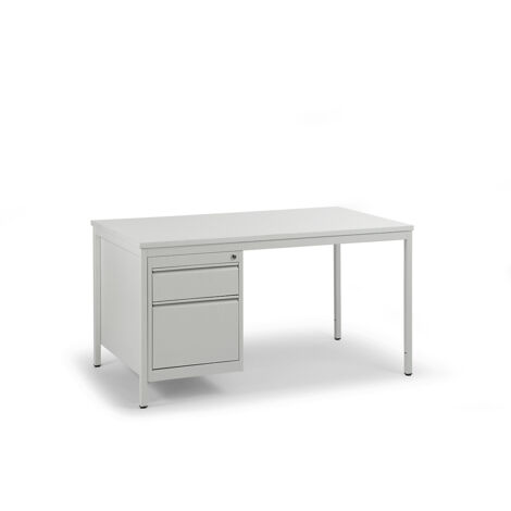 eurokraft basic, Bureau d'atelier gris clair, tiroirs 1 x 140