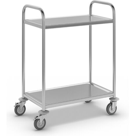 eurokraft basic, Chariot de service en inox, 2 plateaux, L x l