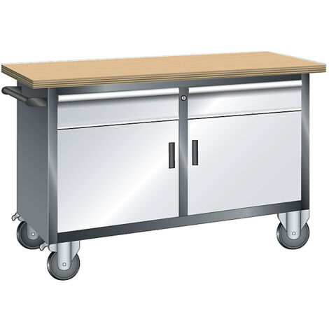 LISTA, Établi compact mobile, 2 tiroirs, 2 portes, 2 (1/2)
