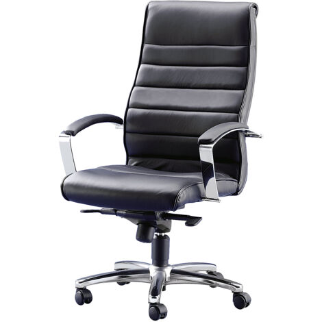 Topstar, Fauteuil de direction, cuir noir, accoudoirs habillés (1/4)