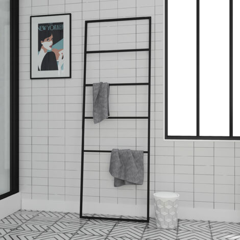 porte serviettes en métal noir mat 60x176cm - type atelier - facto dark 2 (1/5)