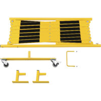 CrashStop, Barrière extensible, support mural, 2 roulettes,
