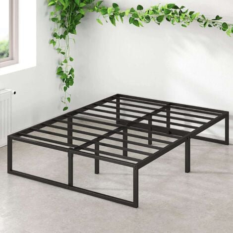 Lit 140x190 cm en métal - Lit double avec sommier à lattes - Lit 2 personnes Noir - Zinus Lorelai