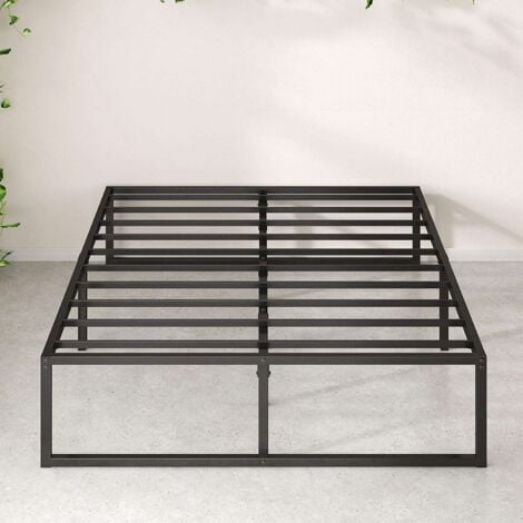 Lit 140x190 cm en métal - Lit double avec sommier à lattes - Lit 2 personnes Noir - Zinus Lorelai