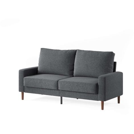Zinus Canapé 2 personnes, Loveseat sofa en tissu Gris, Canapé design Contemporain avec accoudoirs carrés, Canapé pour salon, Garantie 2 ans