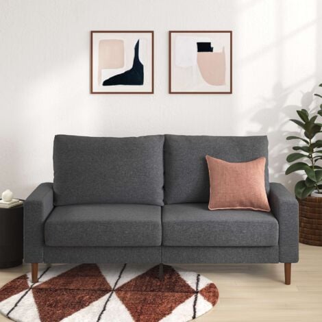 Zinus Canapé 2 personnes, Loveseat sofa en tissu Gris, Canapé design Contemporain avec accoudoirs carrés, Canapé pour salon, Garantie 2 ans
