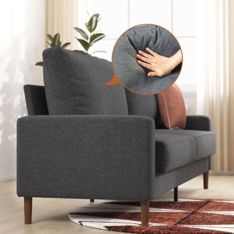 Zinus Canapé 2 personnes, Loveseat sofa en tissu Gris, Canapé design Contemporain avec accoudoirs carrés, Canapé pour salon, Garantie 2 ans