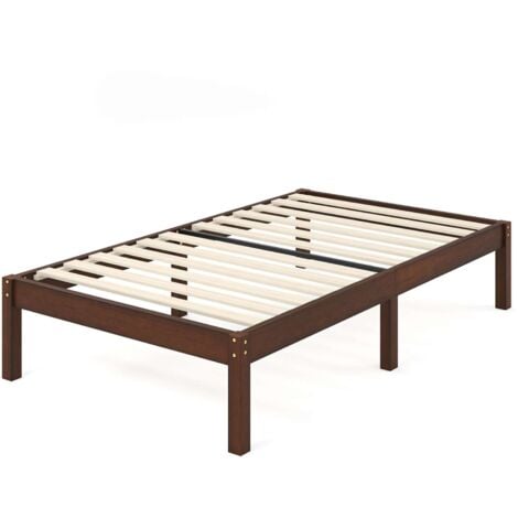 Zinus Emma Lit 1 personne, Lit 90x190 cm, Cadre de lit en bambou et bois, Hauteur 28 cm, Design Écologique et Durable, Marron