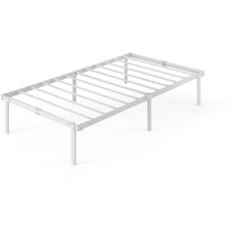 Zinus Noah Lit 1 personne, Lit 90x190 cm, Cadre de lit en métal - Lit pliable avec des lattes, Hauteur 35 cm, Blanc