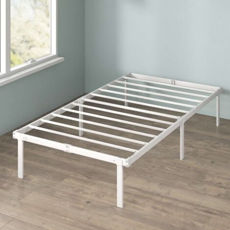 Zinus Noah Lit 1 personne, Lit 90x190 cm, Cadre de lit en métal - Lit pliable avec des lattes, Hauteur 35 cm, Blanc