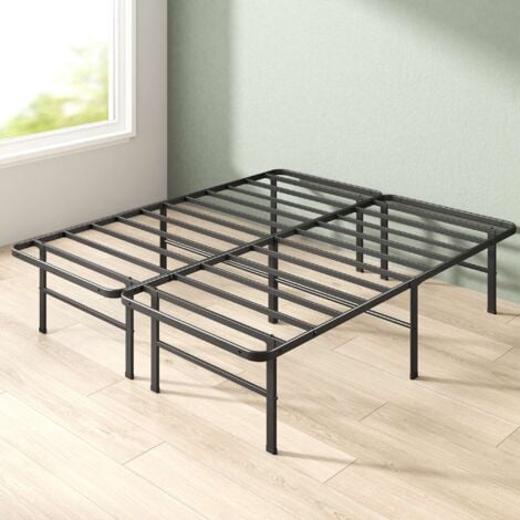 Zinus Rumi Lit 2 personnes, Lit 140x190 cm, Cadre de Lit en Métal, 33 cm de Hauteur, Lit Plateforme avec lattes en Métal, Noir