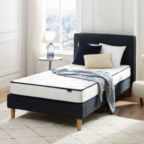 Zinus Matelas 90x190 cm Hybride Bonnel Spring, Épaisseur 15 cm, Ressorts Bonnel et Mousse Confort, Support Équilibré