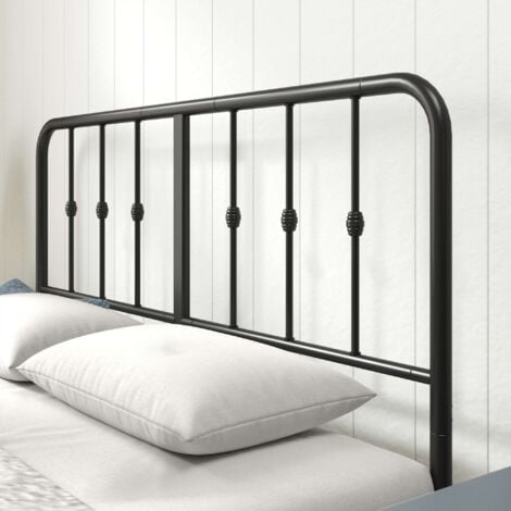 Lit Jules 2 personnes - Lit 140x190 cm - Cadre de lit en métal avec tête tête et pied de lit - Hauteur 35.5cm - Lit avec support de lattes en métal - Noir