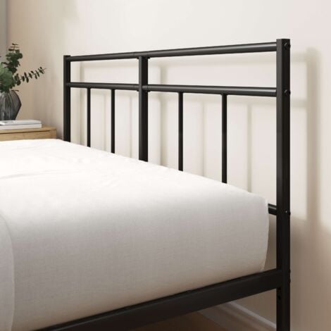 Lit Marion 2 personnes - Lit 140x190 cm - Cadre de lit en métal avec tête de lit - Montage facile - Hauteur 30cm - Lit avec support de lattes en métal - Noir