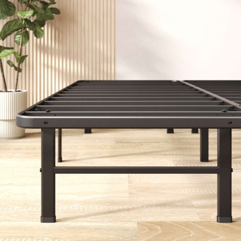 Zinus Rumi Lit 1 personne, Lit 90x190 cm, Cadre de Lit en Métal, 33 cm de Hauteur, Lit Plateforme avec lattes en Métal, Noir