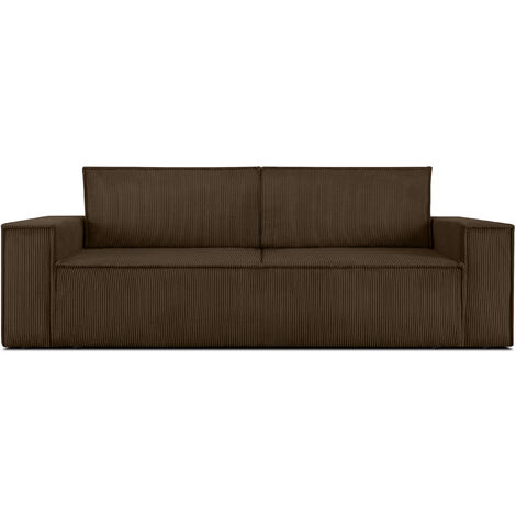 KONSIMO NAPI Sofa 3 Sitzer, mit Schlaffunktion, in Pet Friendly Cord-Stoff, braun