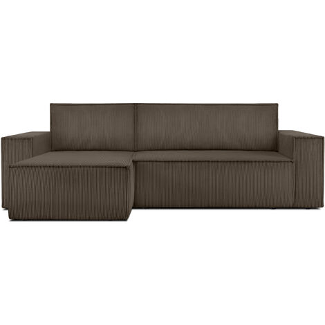 KONSIMO NAPI Ecksofa Big links/rechts, Schlaffunktion mit Cordbezug, braun