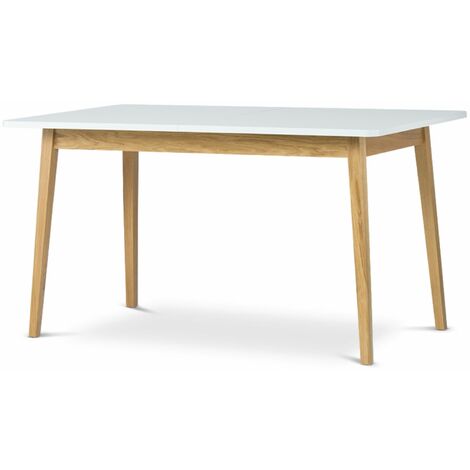 KONSIMO Esstische Höhe 75cm und Eichenholzbeine "FRISK", Weiß, Spanplatte, Scandinavian, 140x75x80cm