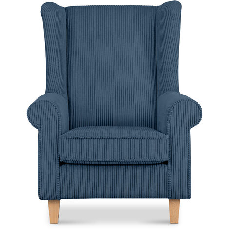 KONSIMO Klassische Sessel MILES Gepolsterter und Sitzhocker, Dunkelblau, Stoff, Classic, 82x105x97 cm (1/5)