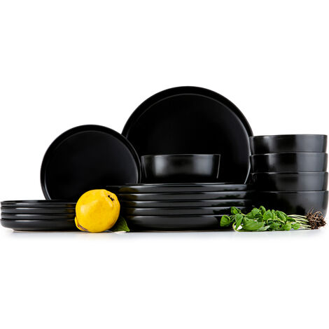 KONSIMO Tafelservice VICTO (18-tlg.) Schwarz Keramik 20x27x14.5cm