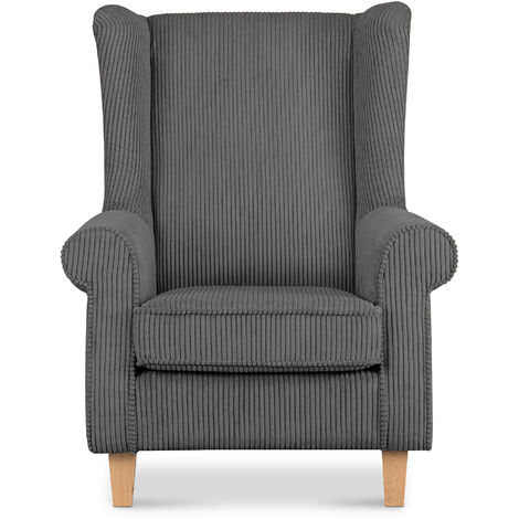 KONSIMO Klassische Sessel MILES Gepolsterter und Sitzhocker, Grau, Stoff, Classic, 82x105x97 cm (1/5)