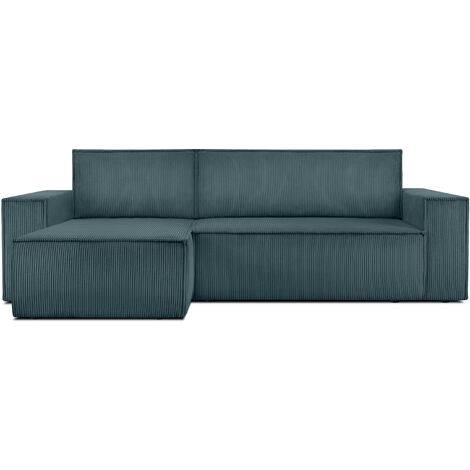 KONSIMO NAPI Ecksofa Big links/rechts, Schlaffunktion mit Cordbezug, Blau (1/5)