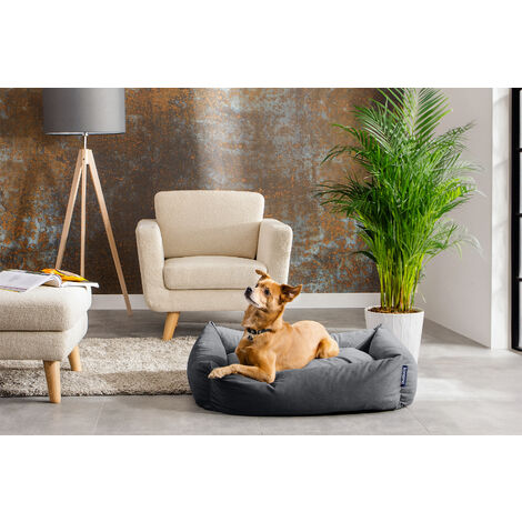 Rundes Hundebett, Ausziehbar – 120 Cm, Dunkelgrau, Orthopädisch, Waschbar, Mit Rutschfestem Boden