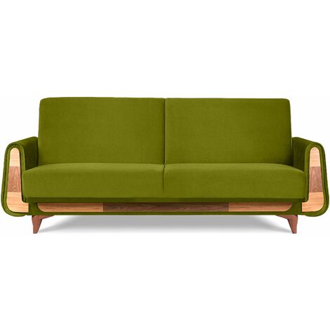 KONSIMO GUSTAVO Sofa 3-Sitzer mit Schlaffunktion, grün
