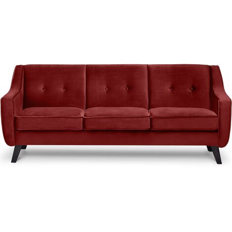 KONSIMO TERSO Sofa, 3 Sitzer im zeitlosen Design, Velours-Bezug, rot (1/3)