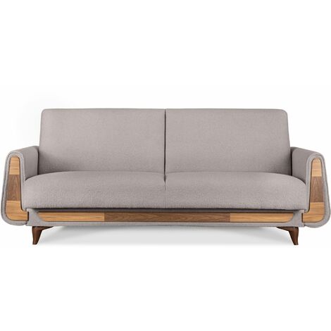 KONSIMO GUSTAVO Sofa 3-Sitzer mit Schlaffunktion, grau