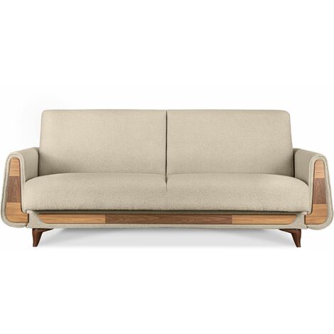 KONSIMO GUSTAVO Sofa 3-Sitzer mit Schlaffunktion, creme