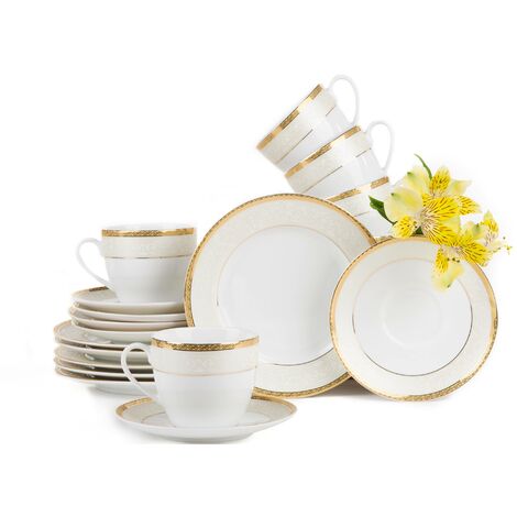 KONSIMO AGAWA GOLD Teeservice für 6 Personen (12 Artikel) Porzellan, Gold