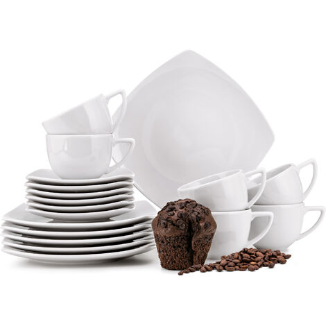 KONSIMO CARLINA Kaffeeset Teeservice 18-tlg 6 Personen Porzellan, weiß