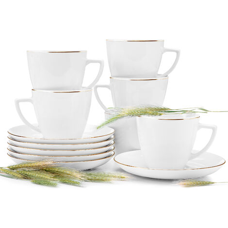 KONSIMO BOSS Kaffeeservice 350ml (12-tlg) 6 Personen Porzellan, Weiß (1/4)
