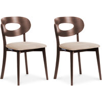 KONSIMO Esszimmerstühl Gestell aus Massivholz 2-tlg "TANER", Beige, Stoff/Holz, Scandinavian, 47x80x45 cm
