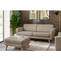 KONSIMO Sitzhocker Gestell aus Massivholz "TAGIO", Braun, Stoff, Scandinavian, 80x46x65cm