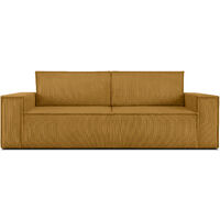 KONSIMO NAPI Sofa 3 Sitzer, mit Schlaffunktion, in Pet Friendly Cord-Stoff, Gelb